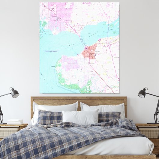 Punta Gorda & Port Charlotte Florida Map (1957) Canvas Afdruk (Insitu (Slaapkamer))