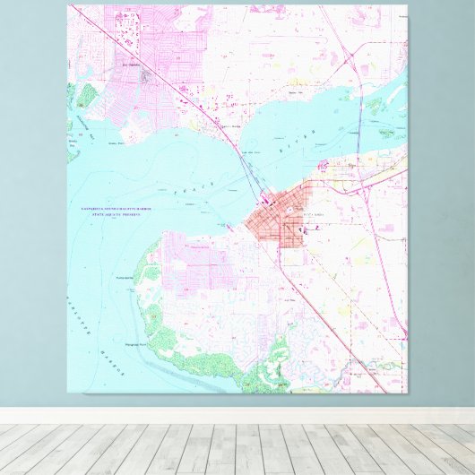 Punta Gorda & Port Charlotte Florida Map (1957) Canvas Afdruk (Insitu (Houten vloer))