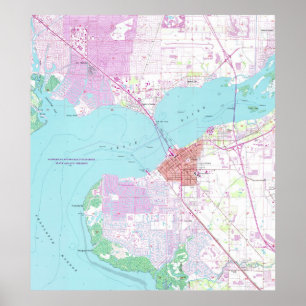 Punta Gorda & Port Charlotte Florida Map (1957) Poster