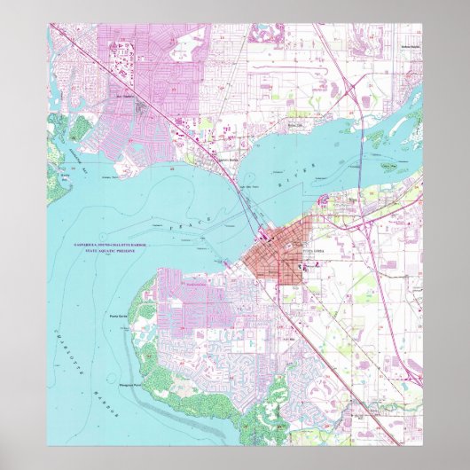 Punta Gorda & Port Charlotte Florida Map (1957) Poster (Voorkant)