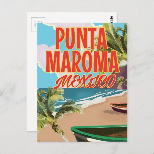 Punta Maroma Beach Mexico reisposter Briefkaart (Voorkant / Achterkant)