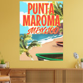Punta Maroma Beach Mexico reisposter Canvas Afdruk (Insitu (Woonkamer))