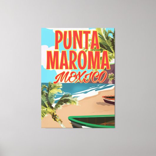 Punta Maroma Beach Mexico reisposter Canvas Afdruk (Voorkant)