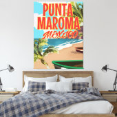 Punta Maroma Beach Mexico reisposter Canvas Afdruk (Insitu (Slaapkamer))