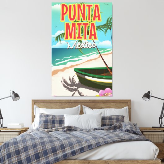 Punta Mita Mexicaanse reisposter Canvas Afdruk (Insitu (Slaapkamer))