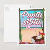 Punta Mita, Mexico Beach reisposter Briefkaart (Voorkant / Achterkant)