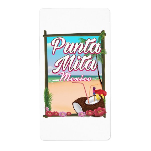 Punta Mita, Mexico Beach reisposter Etiket (Voorkant)