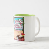 Punta Mita, Mexico Beach reisposter Tweekleurige Koffiemok (Voorkant rechts)