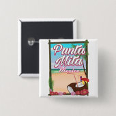 Punta Mita, Mexico strand reisposter Vierkante Button 5,1 Cm (Voorkant /achterkant)