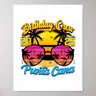 Punta Retro Cana Verjaardagscrew 2025 Zonsondergan Poster