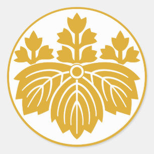 Puntbladige Paulownia met 53 bloemen in rijstcake Ronde Sticker