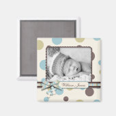 Puntdruk met 3D-blik Boog Geboorte Aankondiging Magneet (Voorkant / Achterkant)