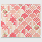 Punten en strepen met een kleurrijke retro roze po cadeaupapier (Vlak)