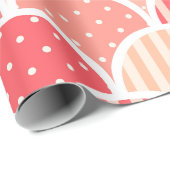 Punten en strepen met een kleurrijke retro roze po cadeaupapier (Rol Hoek)