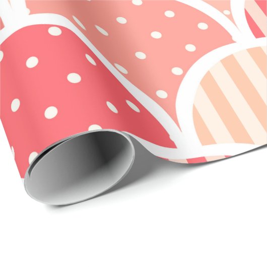 Punten en strepen met een kleurrijke retro roze po cadeaupapier (Rol Hoek)