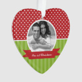 Punten en stripes voor aangepaste kerstfoto's ornament (voorkant)