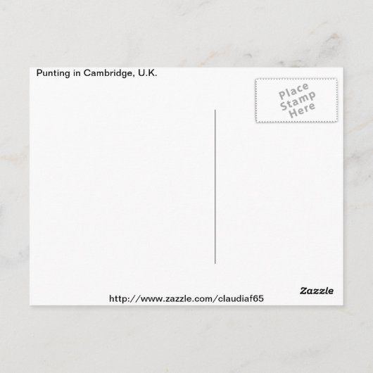 Punten in het Briefkaart Cambridge (Achterkant)