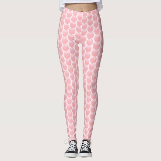 Punten met roze roos in roze lichtroze leggings (Voorkant)