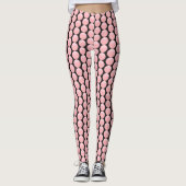 Punten met roze roos op zwarte stippen leggings (Voorkant)
