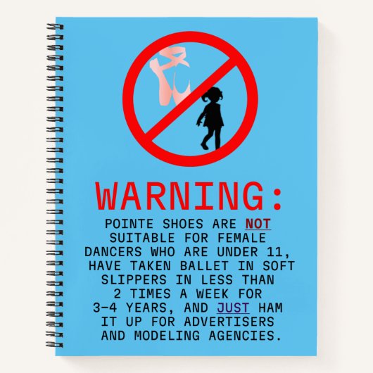 Puntenschoenen Waarschuwing Sky Blue op maat Notitieboek (Voorkant)
