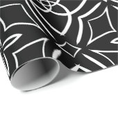 Puntige bloemen, zwart en wit cadeaupapier (Rol Hoek)