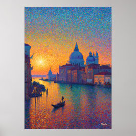 Puntillismo Zonsondergang Kunst aan het Grand Cana Poster