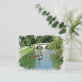 Punting Cambridge River Camb Engeland waterverf Briefkaart (Staand voorkant)