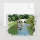 Punting Cambridge River Camb Engeland waterverf Briefkaart (Voorkant / Achterkant)