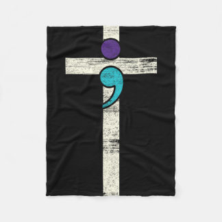 Puntkomma Kruis Mentale Gezondheidsbewustzijn Kost Fleece Deken