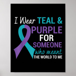 Puntkomma Teal & Paarse Lint Zelfmoordbewustzijn Poster