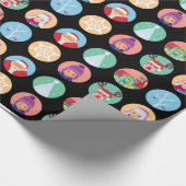 Puntpatroon kerstvrienden (zwart) cadeaupapier (Hoek)