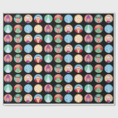 Puntpatroon kerstvrienden (zwart) cadeaupapier (Vlak)