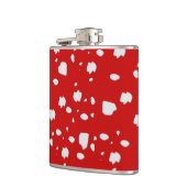 puntpatroon met rode paddestoeltje heupfles (Links)