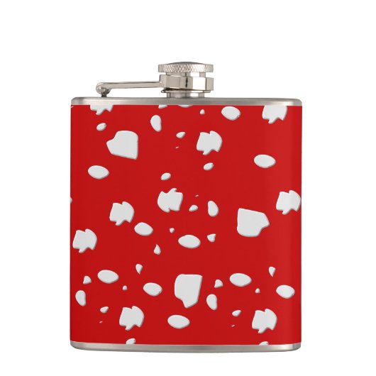 puntpatroon met rode paddestoeltje heupfles (Voorkant)