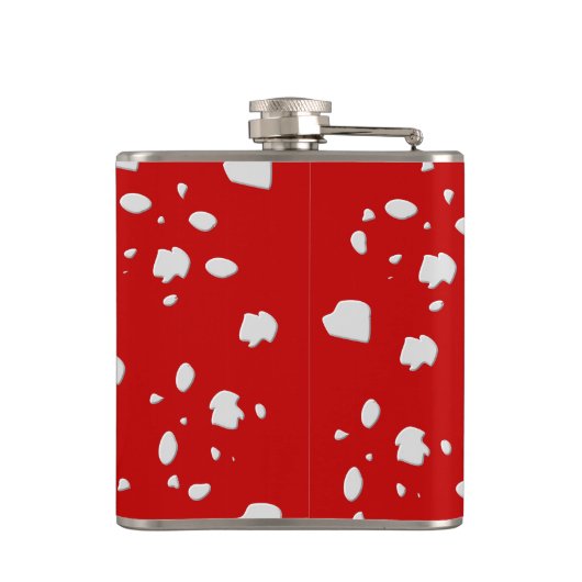 puntpatroon met rode paddestoeltje heupfles (Achterkant)