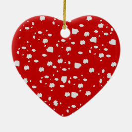 puntpatroon met rode paddestoeltje keramisch ornament