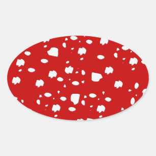 puntpatroon met rode paddestoeltje ovale sticker