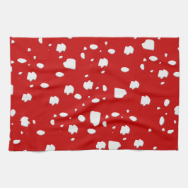 puntpatroon met rode paddestoeltje theedoek