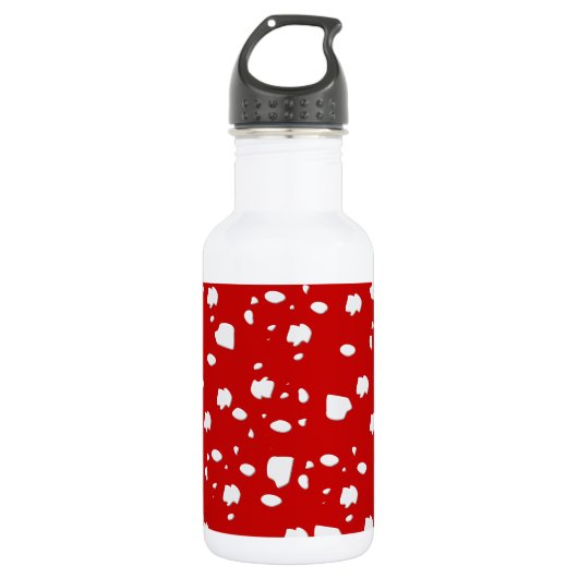puntpatroon met rode paddestoeltje waterfles  (Voorkant)