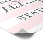 Puntrandbakstation Teken roze bloemen Poster (Hoek)