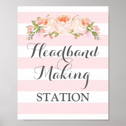 Puntrandbakstation Teken roze bloemen Poster (Voorkant)
