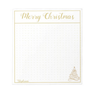 Puntraster: Gouden Filigree kerstboom Notitieblok