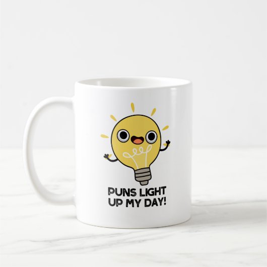 Punts Light Up My Day Funny Light Bulb Pun Koffiemok (Links)