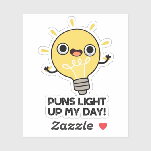 Punts Light Up My Day Funny Light Bulb Pun Sticker (Vel)