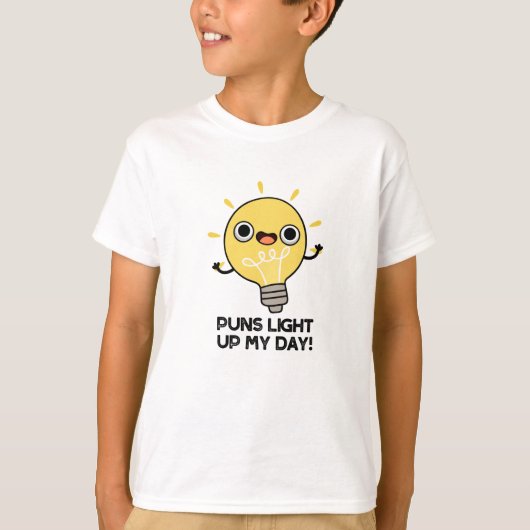 Punts Light Up My Day Funny Light Bulb Pun T-shirt (Voorkant)