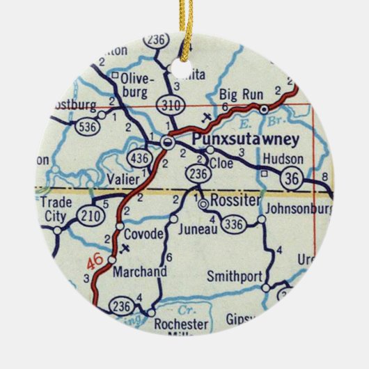 Punxsutawney Map Keramisch Ornament (Voorkant)