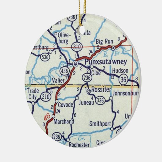 Punxsutawney Map Keramisch Ornament (Links)