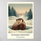 Punxsutawney PA Groundhog Winter Art Poster (Voorkant)