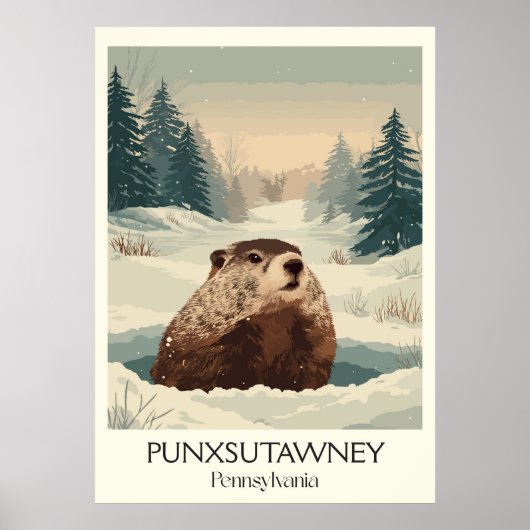 Punxsutawney PA  Groundhog Winter Art Poster (Voorkant)