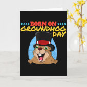 Punxsy Phils Cute Groundhog Day February 2nd Birth Kaart (Gele Bloem)